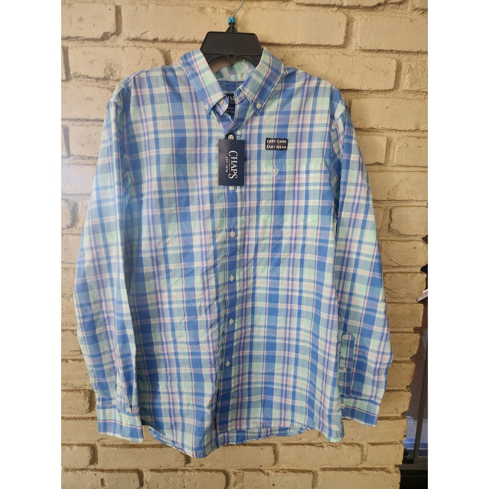 Chaps Mens Easy Care Plaid Button Down Shirt